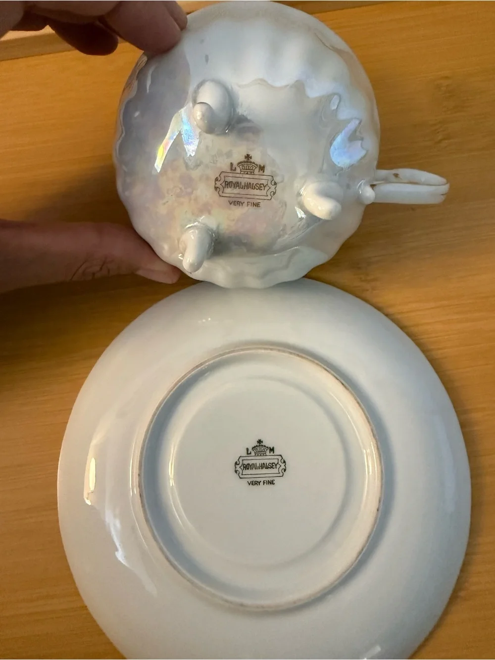 Pink Rose Gold-Trim Tea Cup and Saucer